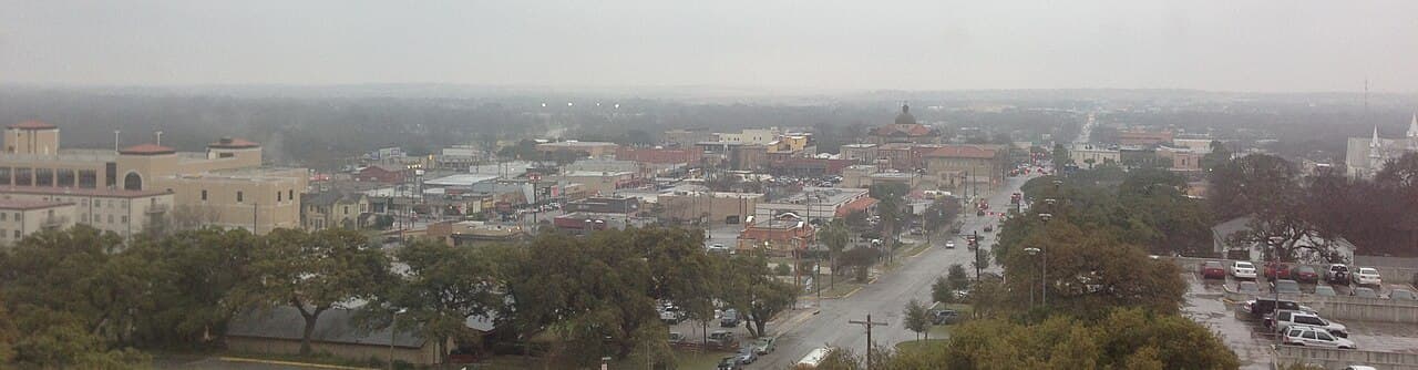 Downtown San Marcos, Texas seen from Texas State University