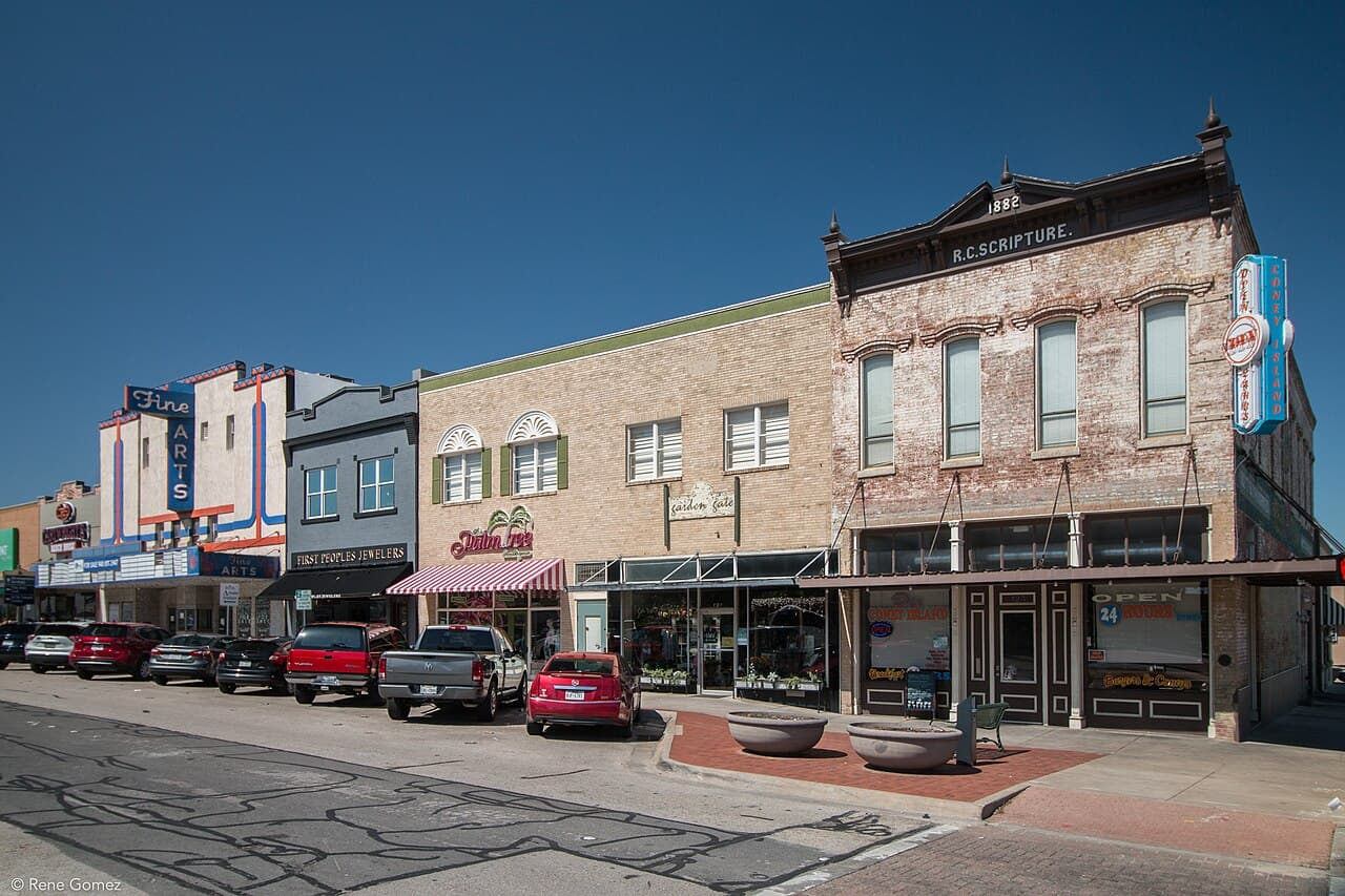 The courthouse square historic district in Denton, Texas